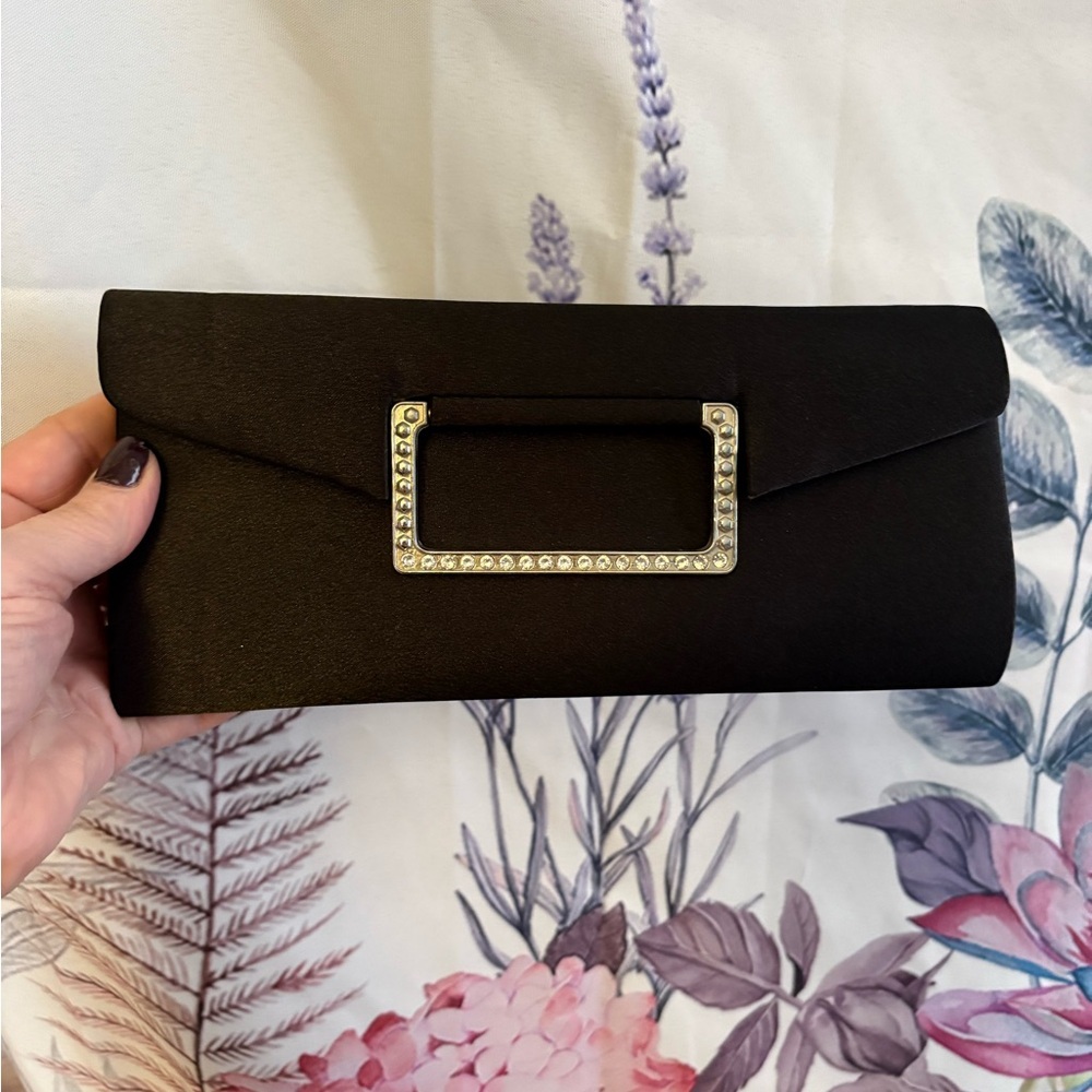 Chic Black Clutch with Crystal Detail